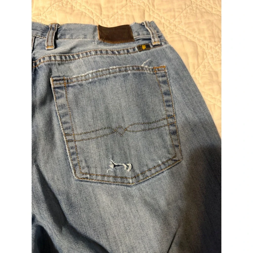 Lucky Brand 181 Relaxed Straight Mens Blue Distressed Denim Jeans 33x34
